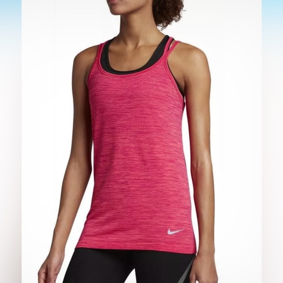Nike Dri Fit Fuschia Pink Fitted Sleeveless Athletic Running Tank Top Small EUC - Picture 1 of 9